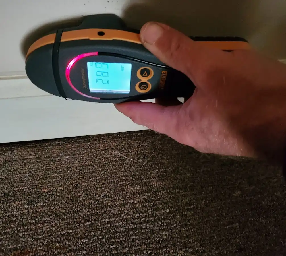 Moisture detection at baseboard during Mold Inspection & Testing in Smithfield